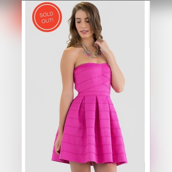 Strapless Coral Fit & Flare Dress - Size Large - Picture 1 of 9